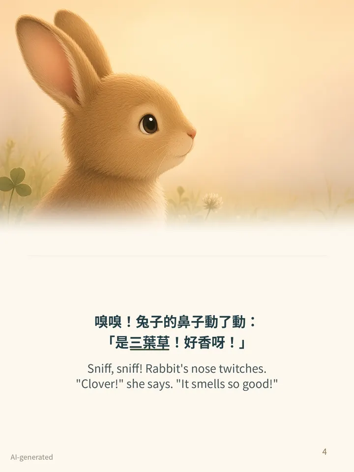 Pip and the Fog, story page 4: illustration with Traditional Chinese and English text
