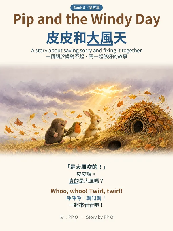 Cover of Pip and the Windy Day / 皮皮和大風天: Pip the mole and friends