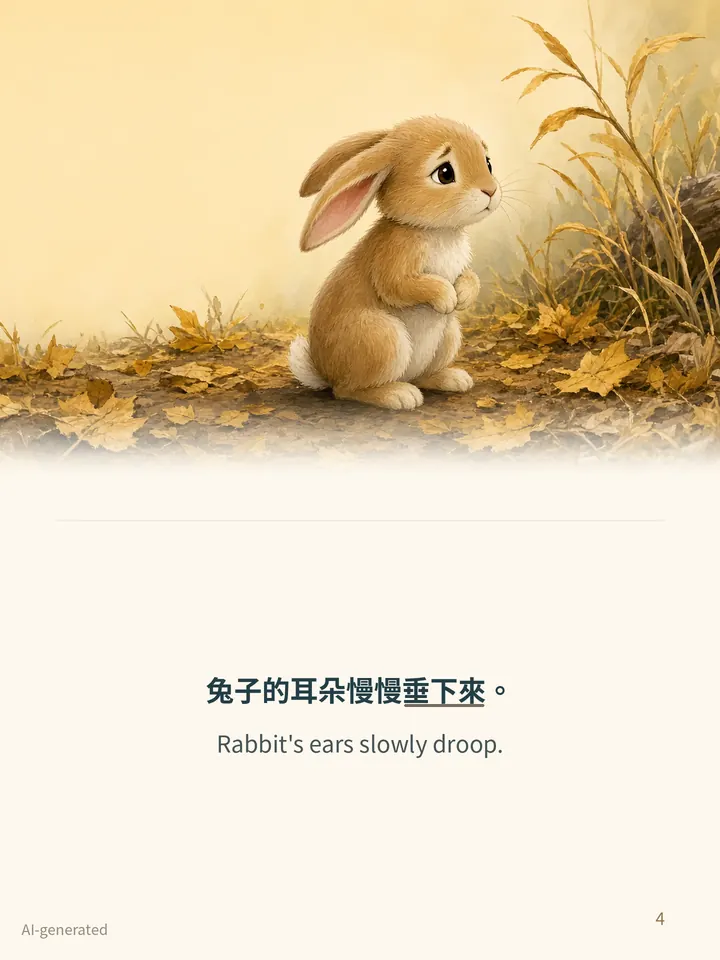 Pip and the Wobbly Bridge, story page 4: illustration with Traditional Chinese and English text